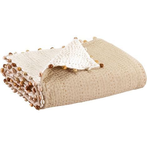 Couvre-lit Boutis Uni , Jeté de Lit Carré pour Chambre et Salon, 180 x 180 cm - PANGIVO