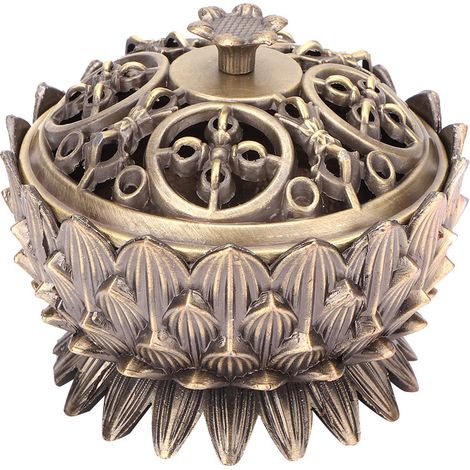 Brûleur d'encens lotus en alliage de zinc, 7 x 5 cm, porte-bâtonnets d'encens (bronze) (1/5)