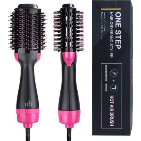 Brosse Sèche-Cheveux - 1000 W - 3 Réglages Température Et Vitesse - Cordon 2 M - Pour Séchage Lissage Et Démêlage - 1 Pièce