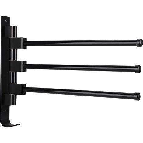 Porte-serviettes mobile en aluminium à plusieurs barres, noir, pour salle de bain ou maison d'hôtel. 3 barres. (1/5)