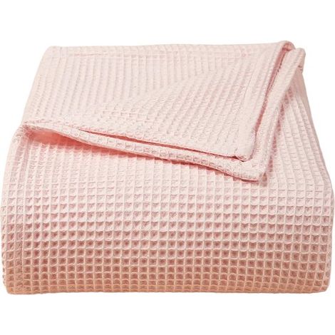 Couverture pour berceau bébé - Gaufré - Coton - 70 x 110 cm - Rose (1/2)