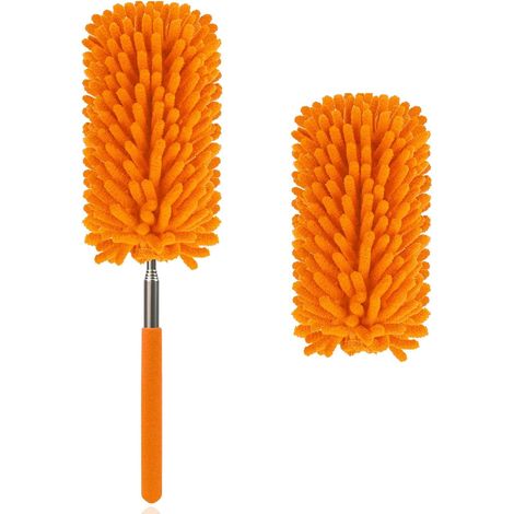 1 Plumeau microfibre, manche extensible 79cm, 2 têtes remplaçables, lavable, pour maison, bureau, voiture (1/5)