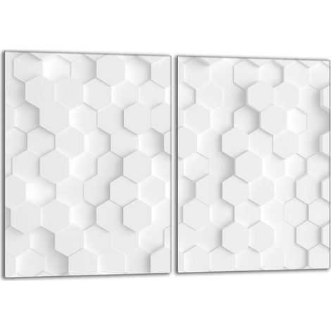 Plaque de protection en verre pour poêle 2x40x52 Blanc (1/5)