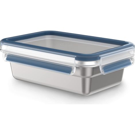 Boîte de conservation 0,8 L, Légère et hygiénique, Acier inoxydable 304, Etanche, Compatible congélateur, four, lave-vaisselle, Couvercle à clipser, N1150400 (1/5)