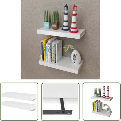 The Living Store Wandregale 2 Stk. MDF Weiß - Wandregale - Hängeregale - Deko Regal - Möbel Für Wohnraum - Weiße Regale (1/5)