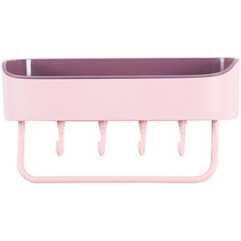 BUNTHAUS Support de salle de bain suspendu en plastique, poinçonnage gratuit, mur de maison, porte-serviettes de vanité de salle de bain(rose-mauve) (1/5)