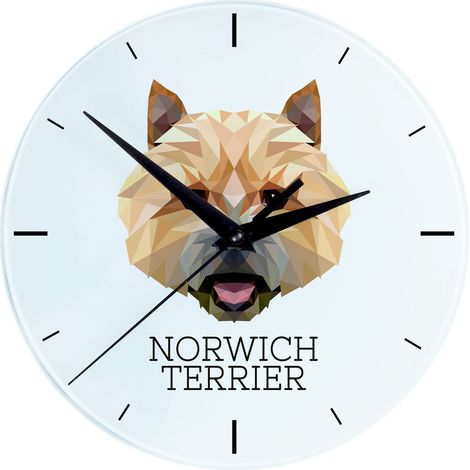 Norwich Terrier - orologio da parete geometrico con foto e iscrizione di Art-Dog (1/4)