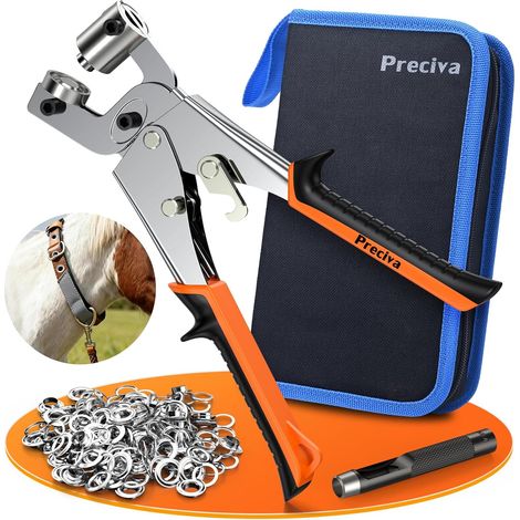 Kit d'Oeillets Métalliques Verrouillable, Pince à œillets avec 10mm 200 Oeillets, Outils et Sac de Rangement pour Bâche, Toile, Vêtements, Sacs, PVC, etc (1/5)