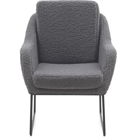 Fauteuil rembourré gris avec pieds en métal noir (1/5)
