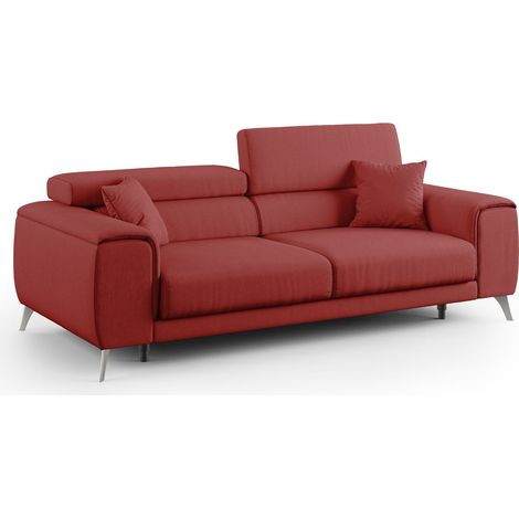 Fusion Sofá con asientos deslizantes en tela suave antimanchas 185 cm Rojo