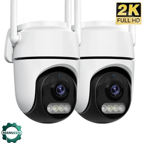 Manuzen - Caméras surveillance Wi-Fi extérieures 2 MP – lot de 2 – Lot de 2 caméras (1/3)