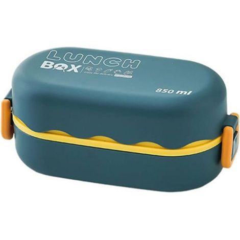 1 Boîte à lunch,2 compartiments,couverts inclus,hermétique,sans BPA,micro-ondes,lave-vaisselle,pour adultes et enfants (1/5)