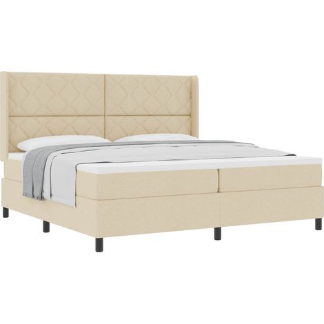 Maison Exclusive - Lit à ressorts avec coussin Crème 200 x 200 cm tissu (1/5)