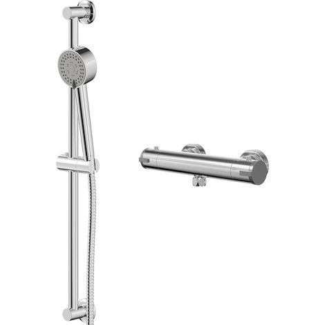 Rondi Polished Chrome Thermostatic Bar Valve Mixer Shower with Tyne Shower Slide Rail Kit (1/5)
