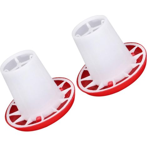 Lot de 2 Mangeoires pour Poules en Plastique Rouge, Résistantes aux Chutes, Faciles à Nettoyer, pour Poules et Oies, Usage Extérieur (1/5)