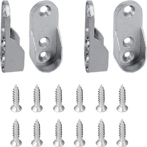 Lot de 4 supports ovales pour tringle à vêtements. support en alliage de zinc. support pour tringle ovale de 45 × 19.5 mm (3 trous de fixation) (1/5)