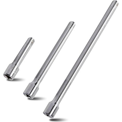 Rallonge 3/8, 3 pièces d'extension de clé à douille en acier au chrome vanadium 75 mm 150 mm 250 mm Kit d'extension à bascule pour visseuse à percussion cliquet (1/5)