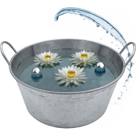 XXL Zinkwanne Blumenkübel mit Griffen - 50 x 22 cm - Metall Gartenteich Wanne silber verzinkt