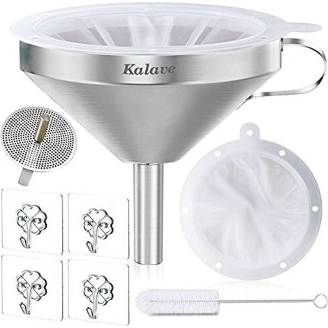 Entonnoir de cuisine qualité supérieure avec filtre à mailles 200 filtres, entonnoir en acier inoxydable alimentaire pour remplir les bouteilles (13 cm) - (1/5)