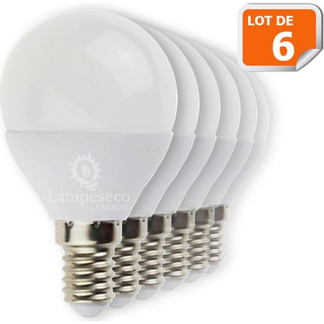 Lot de 6 Ampoules E14 Mini Globe 6W eq. 40W 480 lumens Blanc neutre 4000K (1/2)