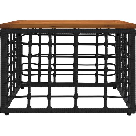 vidaXL Garden Table Black and Natural 55 x 55 x 37 cm