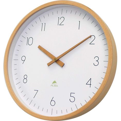 Alba Moderne Uhr Leichtes Holz 30 cm Durchmesser