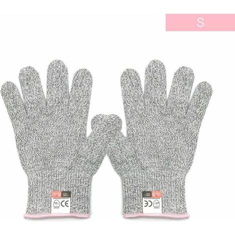 Une paire de gants résistants aux coupures de grade 5, des gants de jardinage, des gants de travail, des gants de protection S 20cm 50g (bord rose) (1/5)