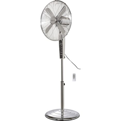 Sygonix  Standventilator  50 W (Ø x H) 440 mm x 1300 mm Chrom LED-Display, Oszillierend, mit Fernbed