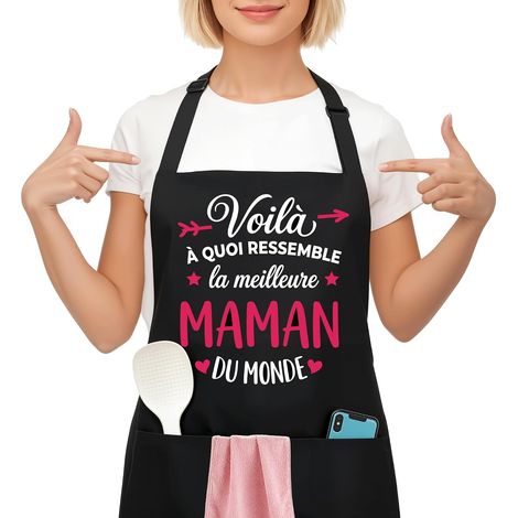 Tablier de Cuisine Femme Réglable Tablier, Tabliers Mère Idee Cadeau Fete des Meres (1/5)