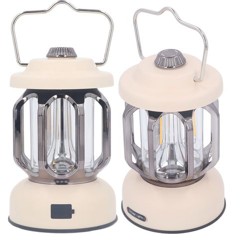 Lanterne de Camping rétro Vintage, lampe Type C, Rechargeable, 3 Modes, variable avec crochet, LED étanche, tente pour jardin, Beige. (1/5)