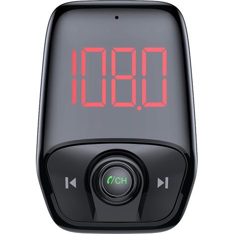 Téléphone mains libres Bluetooth pour voiture avec grand écran, transmetteur FM, lecteur MP3 et clé USB, chargeur (1/5)