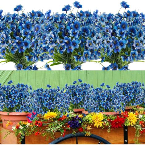 12er-Pack Kunstblumen für draußen, Kunstblumen für draußen, künstliche Balkonpflanzen, UV-beständige Kunstpflanzen wie echte Plastikblumensträuße für drinnen, draußen, Garten, Balkon, Zuhause, Fenster (1/5)