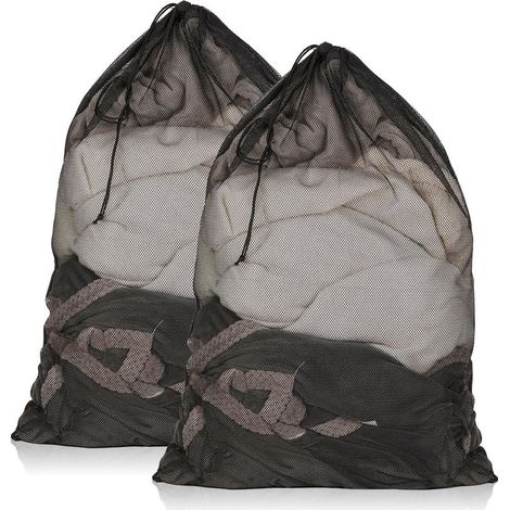 Lot de 2 sacs à linge en filet, 58 x 86 cm, sacs à linge en filet résistant, noirs (1/5)