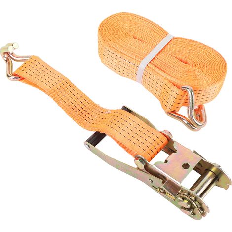 Juego de correas de amarre de acero al carbono y nailon de color naranja, resistencia a la tracción de 2500 kg, correa de trinquete de alta resistencia. (1/5)