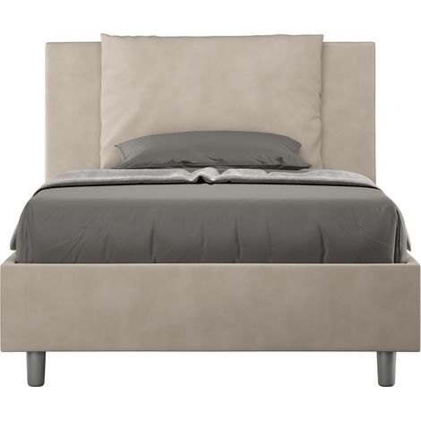 Letto una piazza e mezza senza rete imbottito 120x200 microfibra sabbia Antea (1/4)