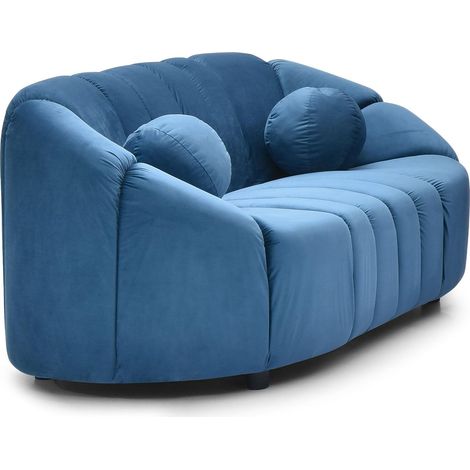 Canapé 2 places design Sidonie Velours Bleu