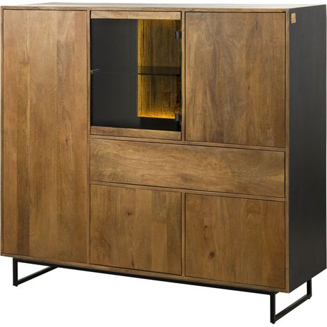 Highboard Mango / Altholz 160x47x145 schwarz / natur lackiert DAVIS 32