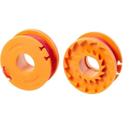 Lot de 2 bobines de fil de coupe-bordures longue durée WA0004.1 de 3 m de diamètre, 1,25 mm, compatibles avec les tondeuses et coupe-bordures WORX 20 V, tous modèles WG163E et WG157E. (1/5)