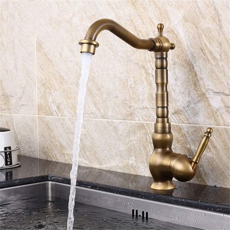 Robinets de cuisine, robinets d'évier cascade blancs, robinets mélangeurs d'évier de salle de bain à montage sur pont, robinets d'évier à levier unique, robinets d'eau chaude et froide (1/3)
