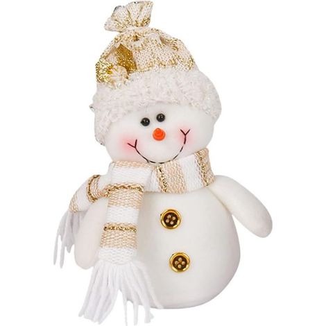 Un bonhomme de neige décoratif pour Noël, figurine en peluche de 22 cm de haut, idéale comme décoration de table. (1/5)