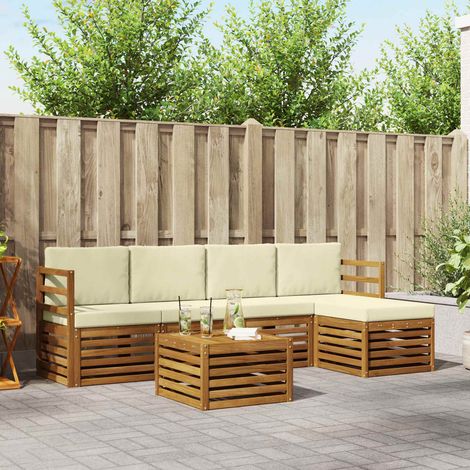 vidaXL Outdoor-Sofagarnitur mit Kissen 6 pcs Natur und Creme (1/5)