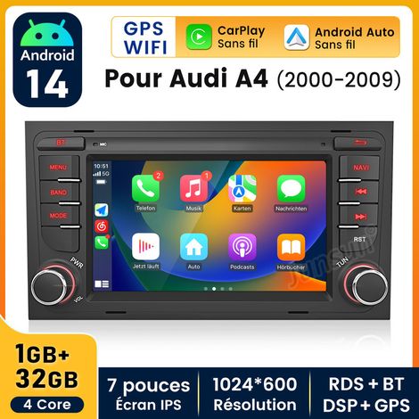 Autoradio Android 14 compatible CarPlay 1+32 Go Pour Audi A4 B6 B7 2000-2009 (1/5)