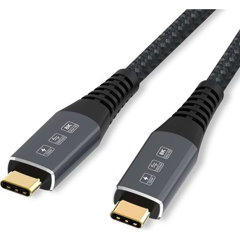 USB 4 Cable 1M 8K 5K M/M USB-C Compatible with TB 3 5K/4K 60Hz Video 40Gbps Data Transmission Rate 20V 5A 100W Power Delivery 3 in 1 (1/5)