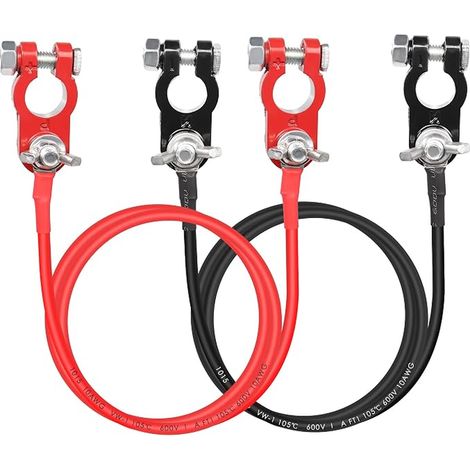 GELRHONR Battery Inverter Cable, 10AWG 2 Positive and Negative Cables with Battery Terminals Battery Connectors for Car, Truck, Solar, Boat, Motorcycle – 1 m/3.2 ft (1/5)