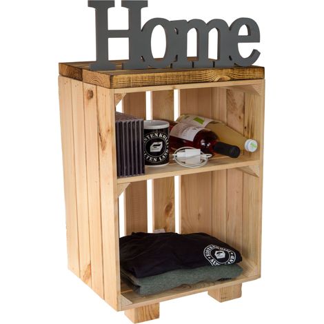 Nachttisch Natur mit geflammten Holzplanken (1/5)