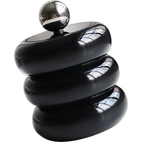 Porte-coton tige style nordique, distributeur de coton-tiges de bureau, boîte de rangement anti-poussière en forme de donut, récipient à maquillage avec couvercle, noir, 3 étages (1/5)