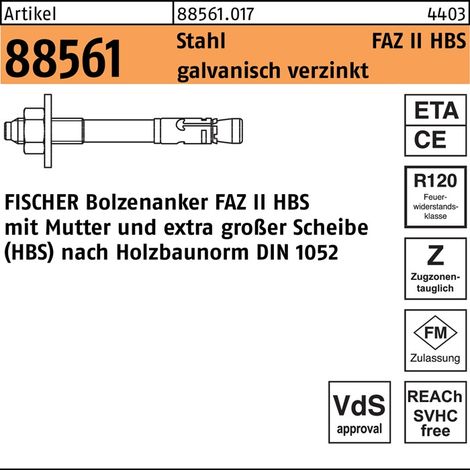Fischer Goujon d'ancrage FAZ II 16/200 HBS, 10 pce - 522954