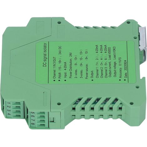 Transmetteur isolateur de signal de courant 1 entrée 3 sorties Conditionneur de signal CC Transmetteur de courant-tension pour détection PLC 24 V CC 4-20 mA (1/5)