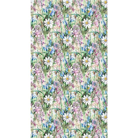Flowers, rideau imprimé pâquerettes et fleurs violettes 140x245 cm, 1 pièce (1/2)
