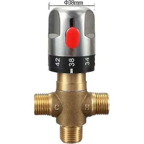 Robinet mitigeur thermostatique 3 voies en laiton G1/2 po, vanne de contrôle de température pour salle de bain, neuf (1/5)